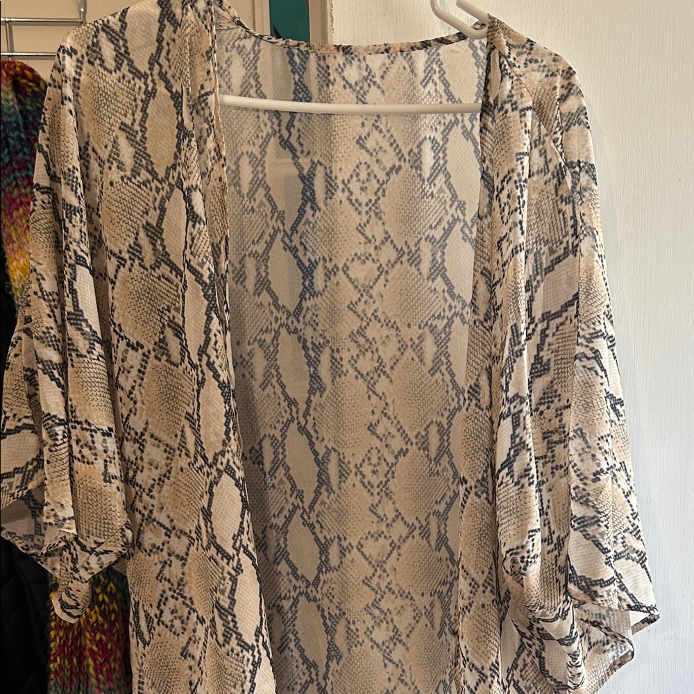 Snakeskin Print Kimono Cardigan